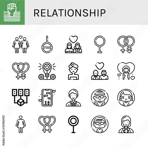 relationship simple icons set