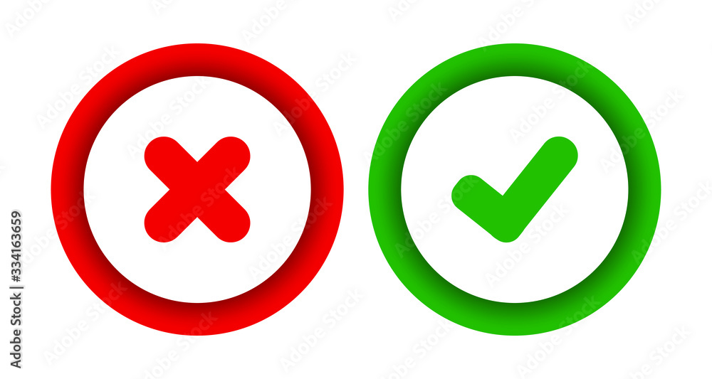 tick and cross icon on white background tick and cross icon on white background