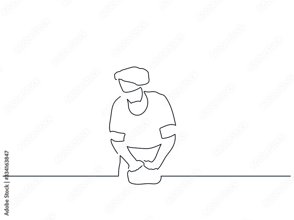 Baker isolated line drawing, vector illustration design. Food collection.