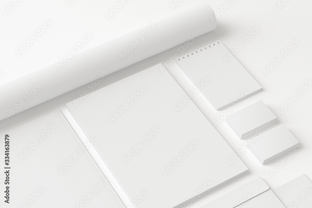 Blank branding stationery set isolated on white as template for identity design presentation Blank branding stationery set isolated on white as template for identity design presentation