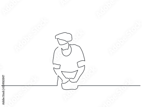 Baker isolated line drawing, vector illustration design. Food collection.