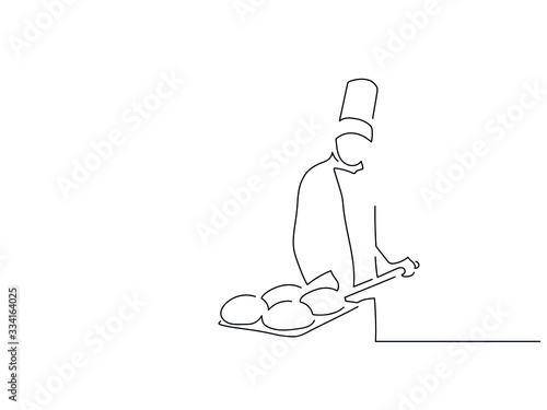 Baker isolated line drawing, vector illustration design. Food collection.