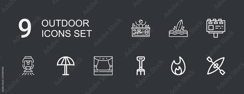 Editable 9 outdoor icons for web and mobile Editable 9 outdoor icons for web and mobile