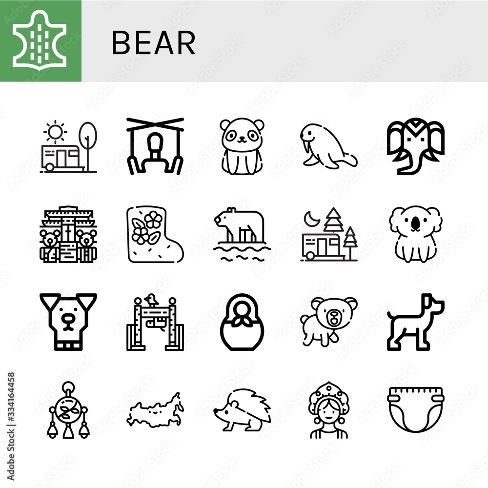 bear simple icons set