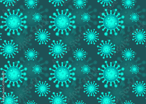 Coronavirus vector seamless pattern. Backgroud texture with Covid 19