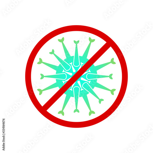 Stop Coronavirus vector element. Stop sign with a virus