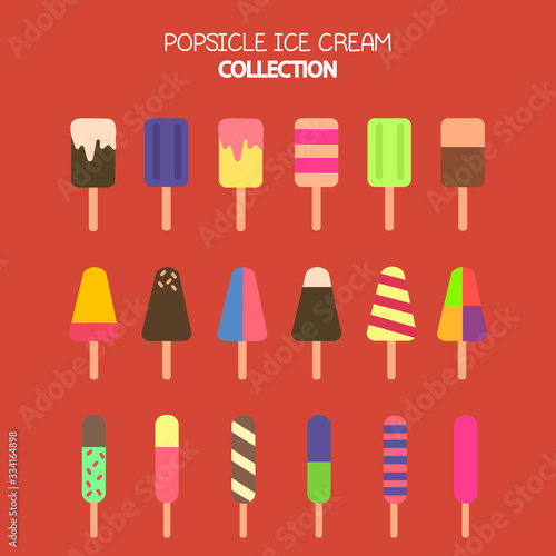 vector popsicle ice cream  cone  collection with various color and shape. for sticker  design  wallpaper