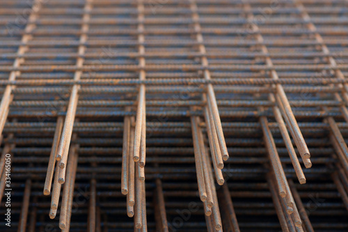 Stack of rusty reinforcement bars