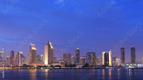 San Diego  California cityscape seen at dark