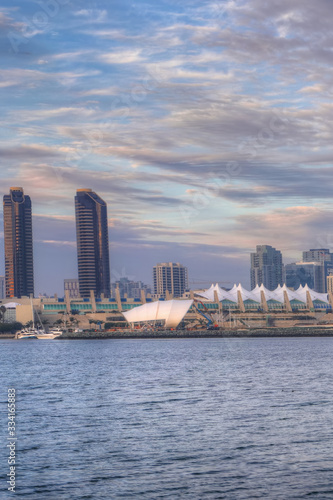 Vertical of San Diego  California city center seen at dusk