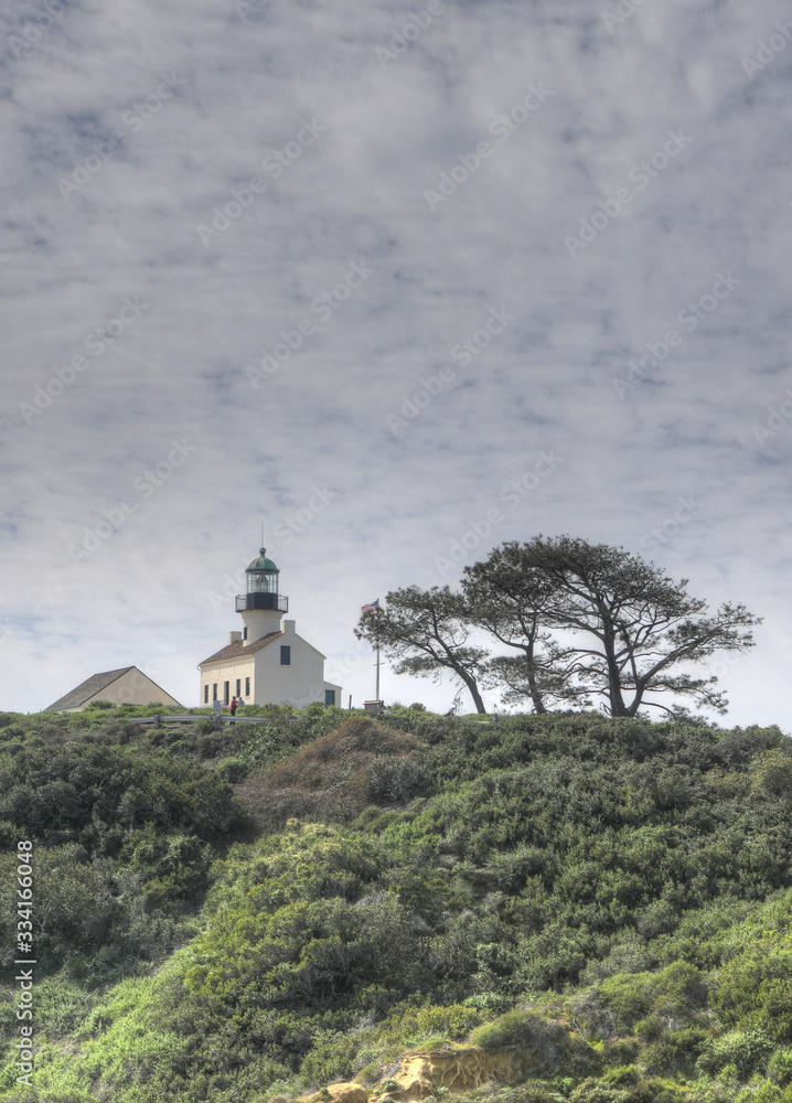Vertical of Old Point Loma Lighthouse in San Diego, California