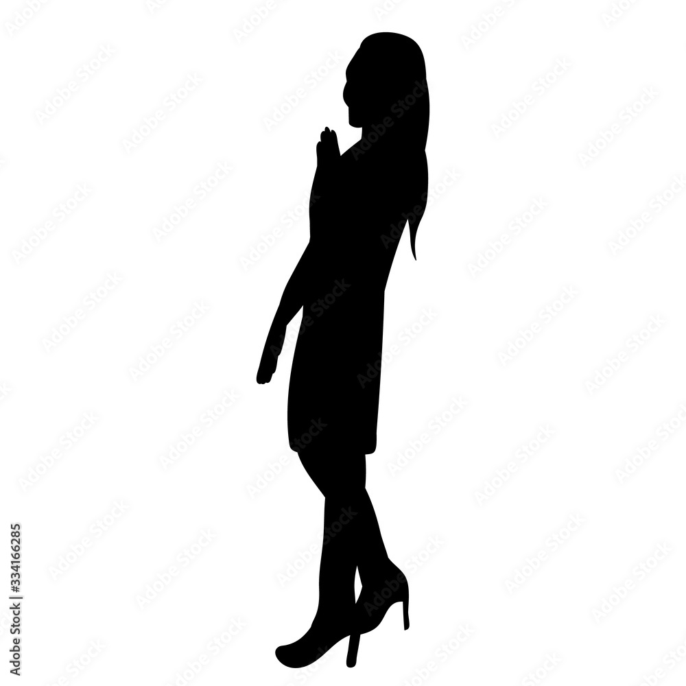 vector, isolated, black silhouette girl, woman