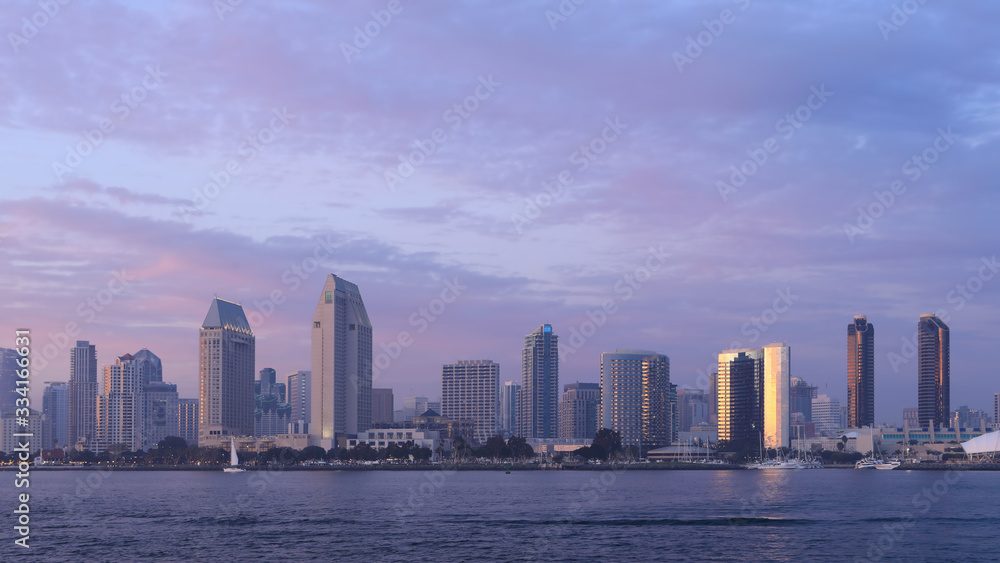 San Diego, California skyline seen at dark