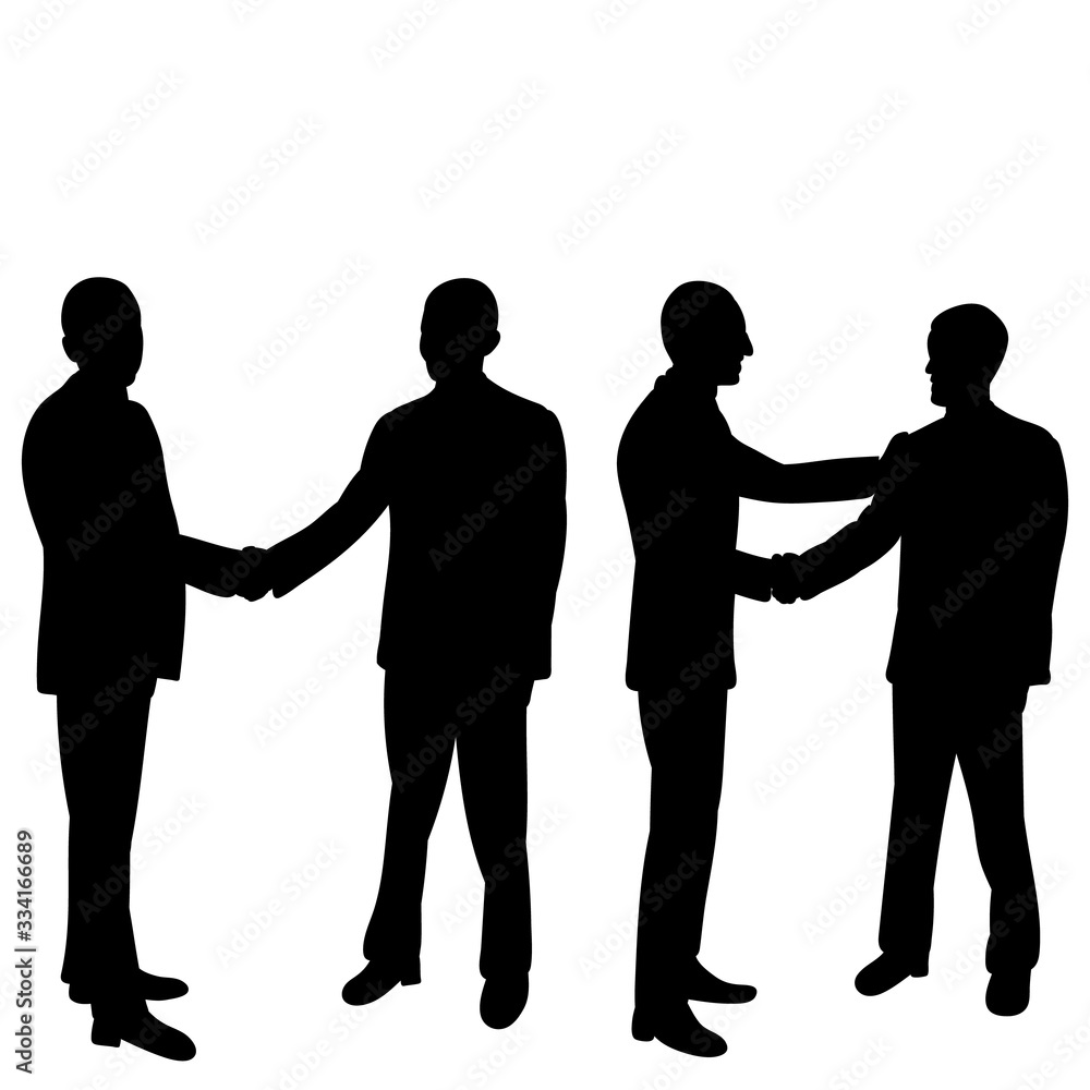 isolated, black silhouette of a man shaking hands