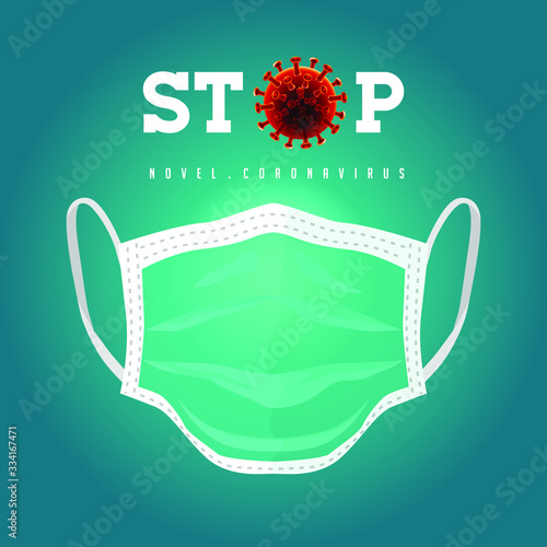 Vector illustration of mask on gradient background/ Pandemic and corona virus outbreaks/mask to fight against Corona virus/Concept of fight against corona and Many Virus attack.