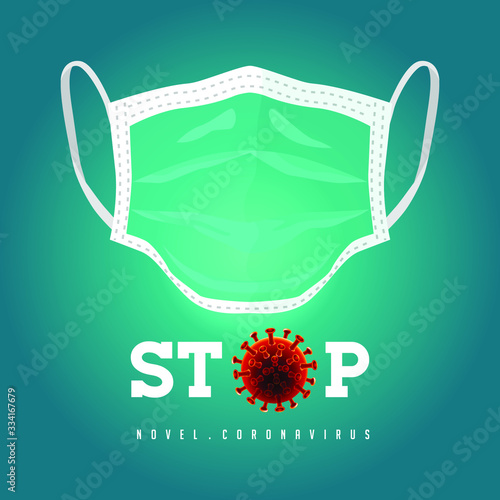 Vector illustration of mask on gradient background/ Pandemic and corona virus outbreaks/mask to fight against Corona virus/Concept of fight against corona and Many Virus attack.
