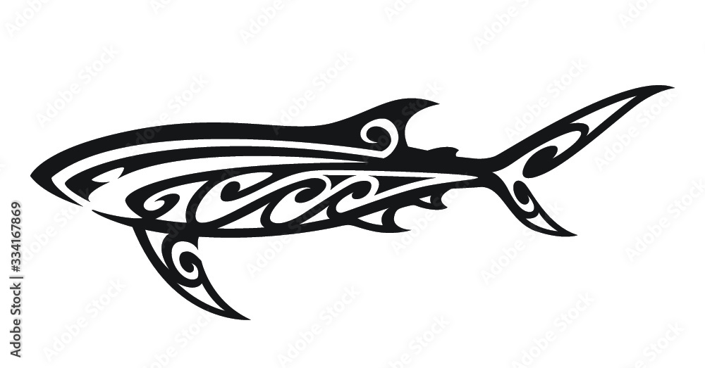 Fototapeta premium Shark wave Polynesian tribal