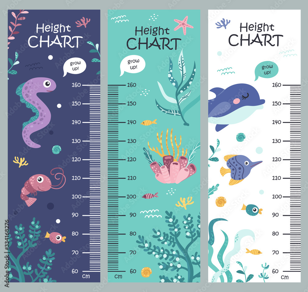 Printable Height Wall Chart Poster Kids Height Chart With Seaweed And
