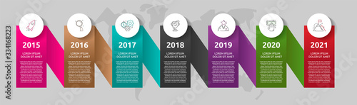 Vector template circle infographics. Business concept with 7 options and labels. Seven steps for content, flowchart, timeline, levels