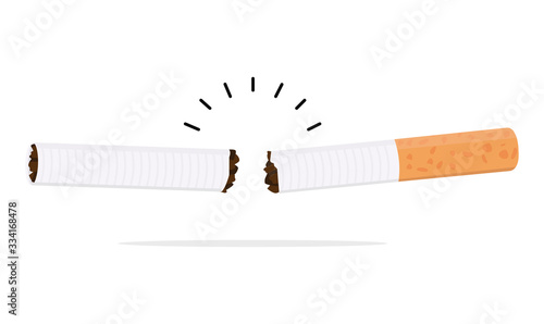 broken Cigarette butt vector flat