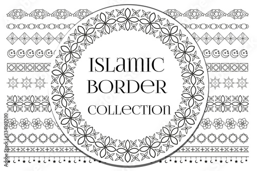 Fototapeta Islamic arabic muslim patterns border ornament tribal style. Ramadan kareem background. Vector illustration