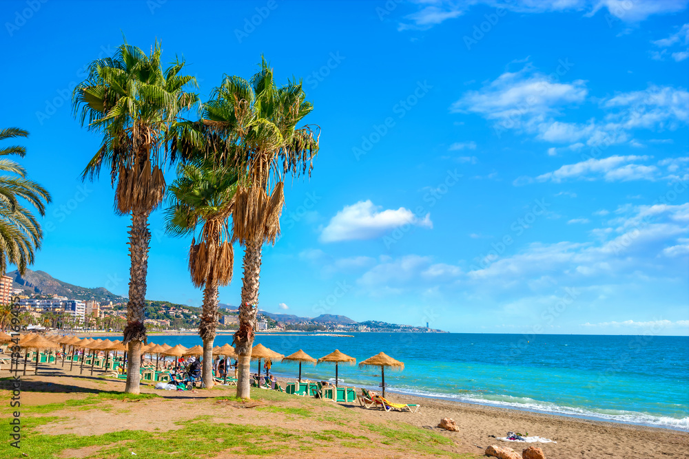 Malagueta beach in Malaga. Andalusia, Spain