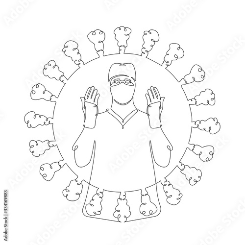 Doctor therapist virologist in a protective mask on his face