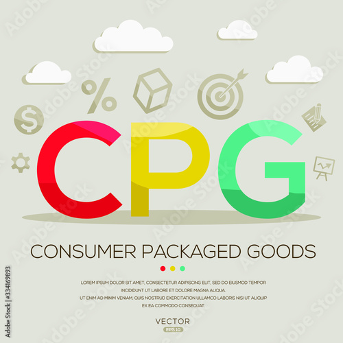  cpg mean (consumer packaged goods) ,letters and icons,Vector illustration.