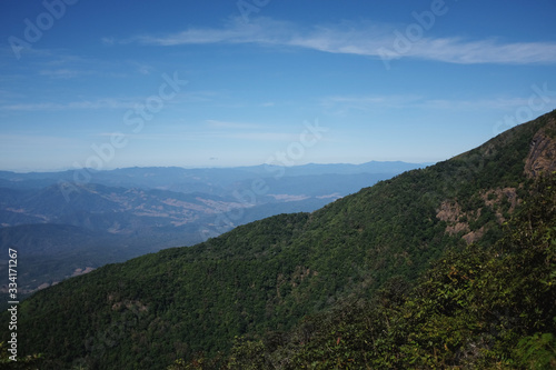 Asian Mountines with blue sky panoramic view. © pattawee