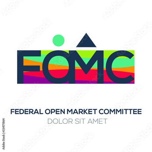 Creative colorful logo , FOMC  mean (federal open market committee) .