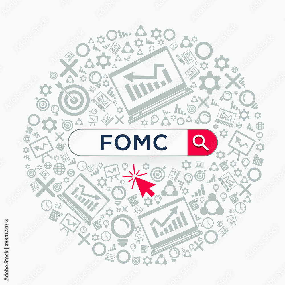 Fototapeta premium FOMC mean (federal open market committee) Word written in search bar ,Vector illustration.
