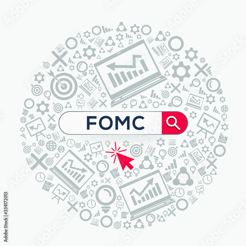 FOMC mean (federal open market committee) Word written in search bar ,Vector illustration.