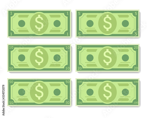 Cartoon dollar banknotes
