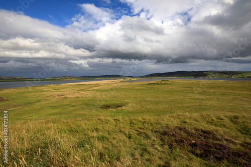 Brodgar - Orkney (Scotland), UK - August 06, 2018: The country near Ring of standing stones at Brodgar, Orkney, Scotland, Highlands, United Kingdom