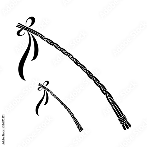 Pomlazka - Czech traditional Easter wicker whip, vector symbol