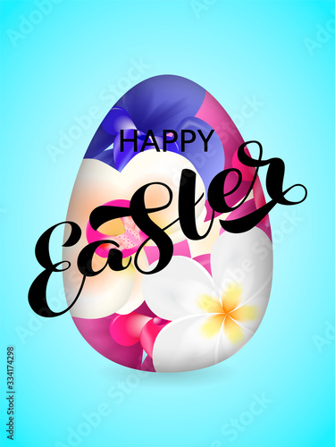 Happy Easter brush lettering. Vector stock illustration for banner or poster