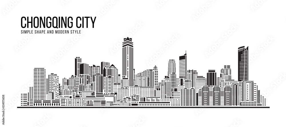 Cityscape Building Abstract Simple shape and modern style art Vector design - Chongqing city