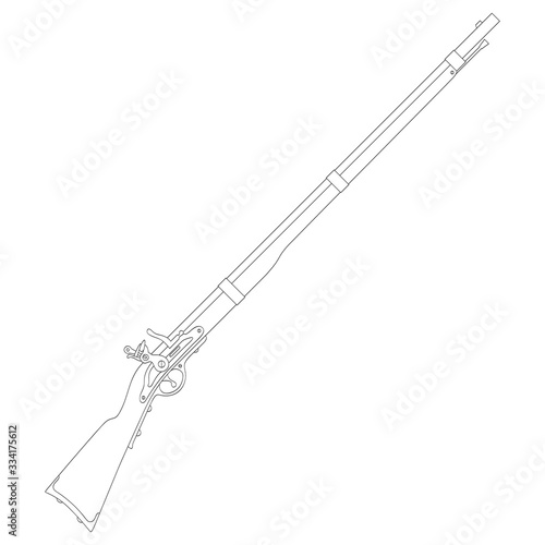 Vector monochrome icon with Antique Rifle