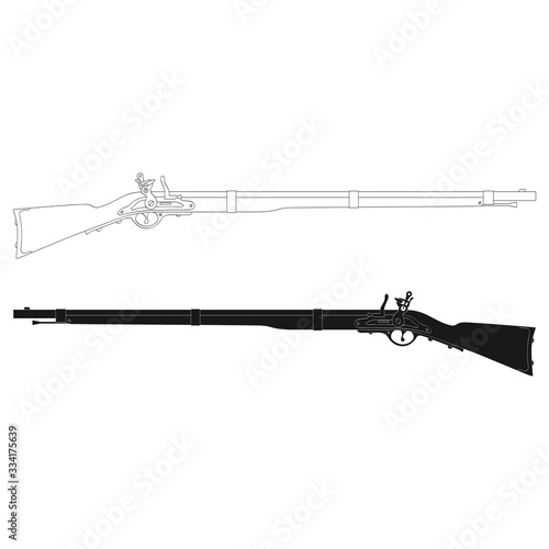 Vector monochrome icon with Antique Rifle