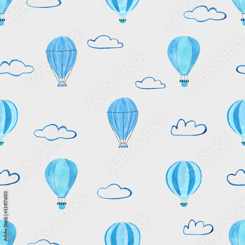 Kids Seamless Pattern With Air Balloons