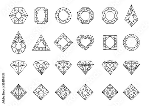 Gems set. Jewels and diamonds collection.