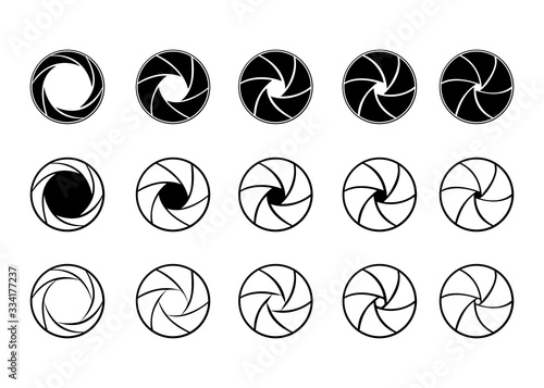 Set of camera lens aperture icons 
