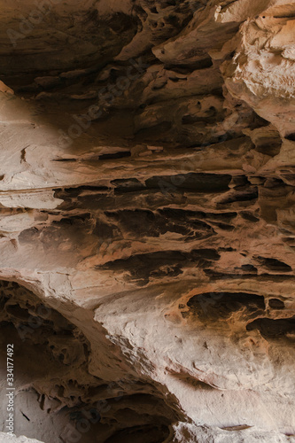 sand cave with textures. rocks with relief in the Elbrus region photo