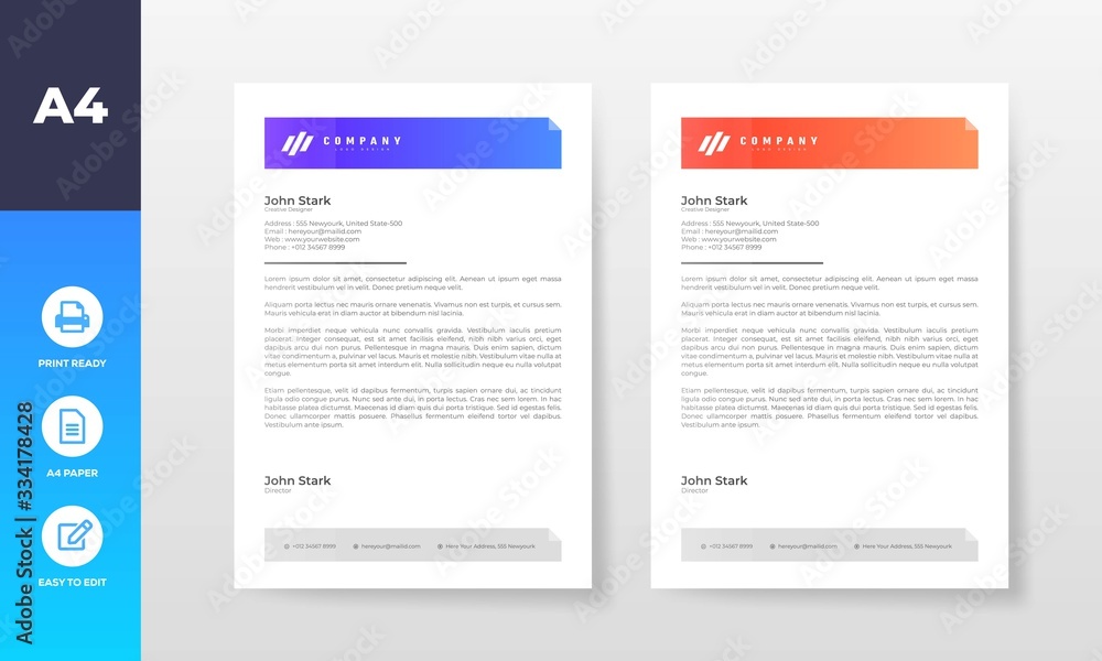 Colorful and Modern Business letter head templates for your project, Vector design illustration.