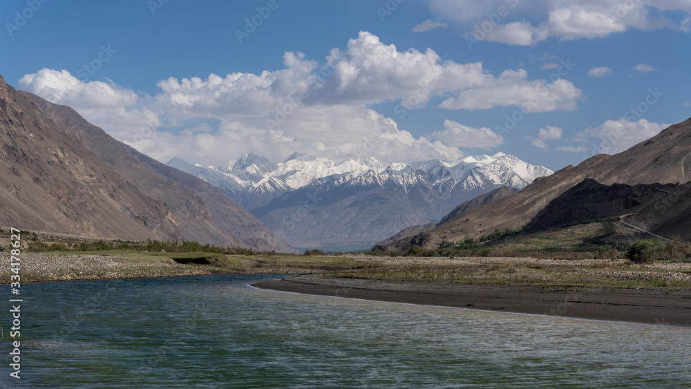 Panj River Mountains Wakhan Valley