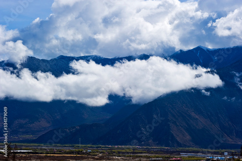 mountain landscape with clouds in Tibet China