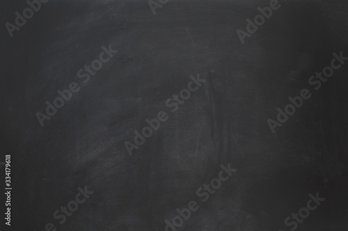 empty black chalkboard background with chalk smudge texture photo