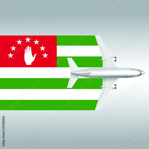 Plane and flag of Abkhazia. Travel concept for design