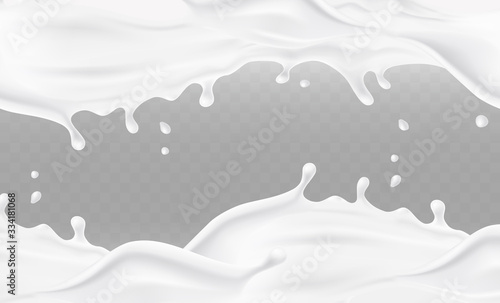 Fotografia Milk splash frame pattern isolated on transparent background