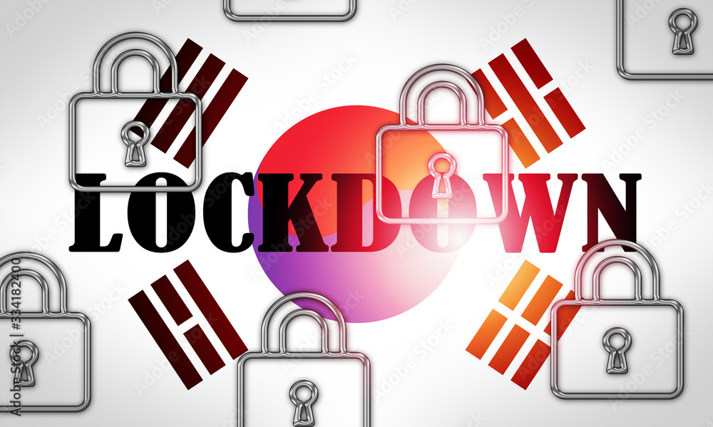 South Korea lockdown slowing covid19 epidemic or outbreak - 3d Illustration South Korea lockdown slowing covid19 epidemic or outbreak - 3d Illustration